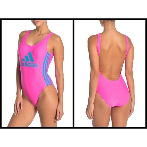 💕ADIDAS SWIMWEAR💕 Logo Stripe One-Piece Swimsuit - Picture 1 of 9